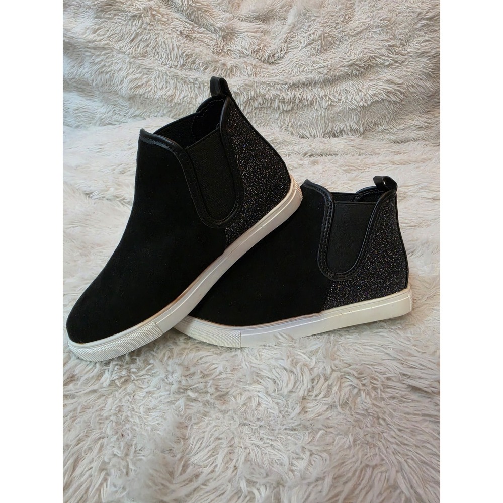 Link Girls Black Suede Glitter Chelsea Sneaker Boots Booties Youth Size 1 NWT - Picture 3 of 3